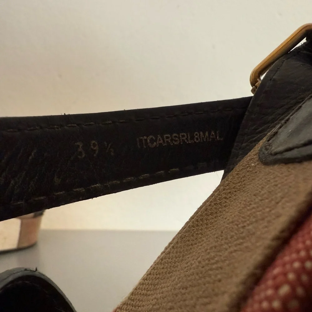 Burberry Black and Tan Plaid Wedge Sandals - Picture 5 of 5